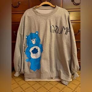 Wren & Glory gray sweatshirt, hand-painted Care Bear, NWOT.